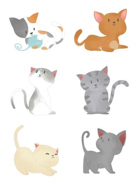 猫咪手绘插画