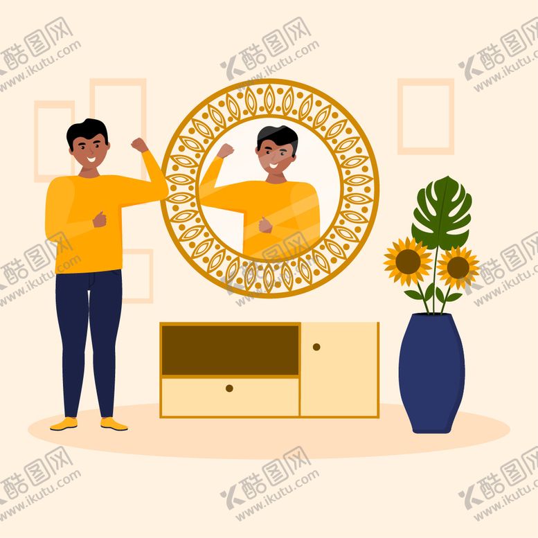 编号：61472309192138391254【酷图网】源文件下载-照镜子