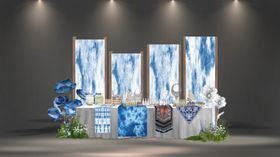 蓝白清新风婚礼场景布置