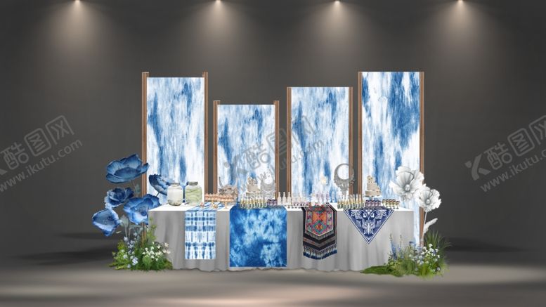 编号：40877512230014112427【酷图网】源文件下载-蓝白清新风婚礼场景布置