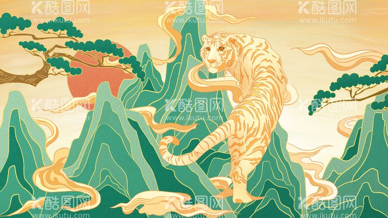 编号：23140609240924297326【酷图网】源文件下载-虎年插画海报 