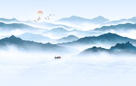 新中式山水背景