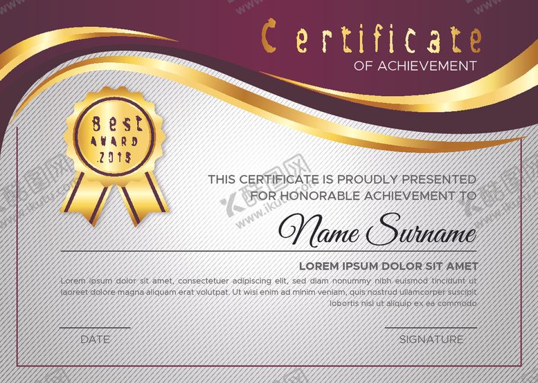 编号：92943609171807164829【酷图网】源文件下载-证书模板