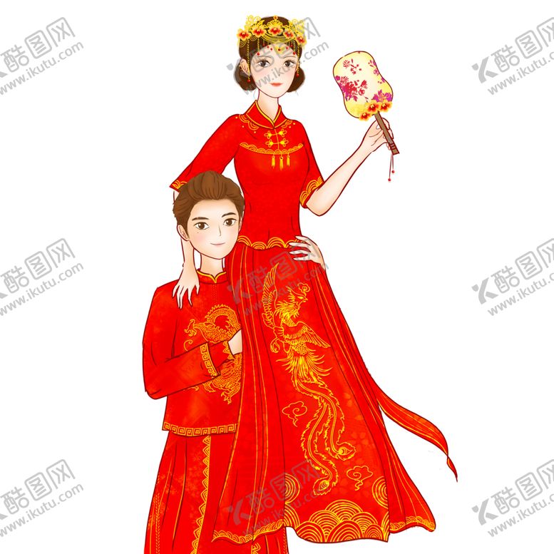 编号：31469506282055072001【酷图网】源文件下载-卡通新郎新娘PNG免扣素材