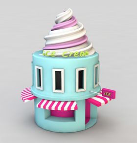 C4D冰淇淋蛋糕塔建模效果图