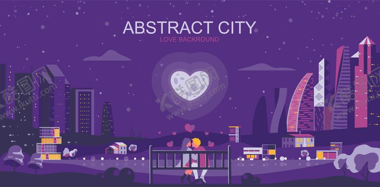 编号：74293709200535432123【酷图网】源文件下载-抽象城市夜空下的情侣