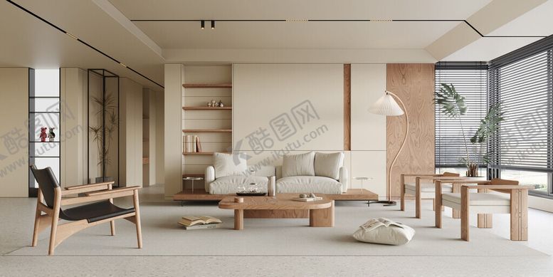 编号：83686912131238403263【酷图网】源文件下载-现代客厅3D场景模型