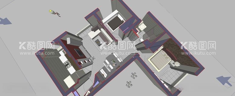 编号：24303012030830139604【酷图网】源文件下载-一房两厅设计模型