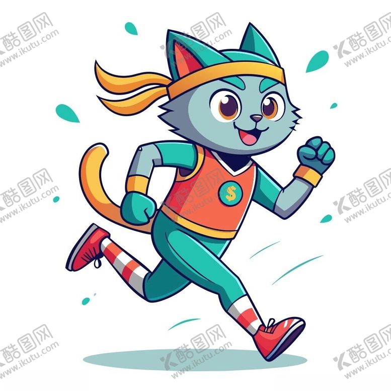 编号：24485302261246068967【酷图网】源文件下载-穿着运动服跑步的猫