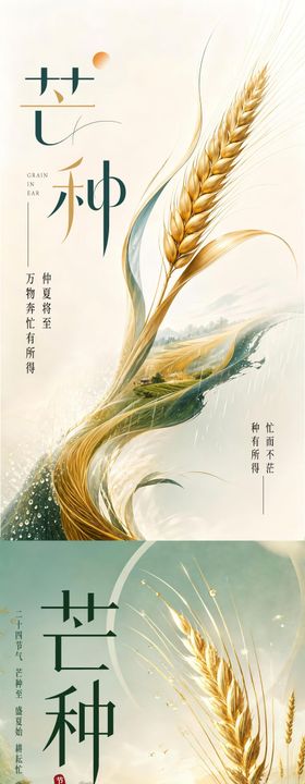 新中式美学水墨极简芒种海报
