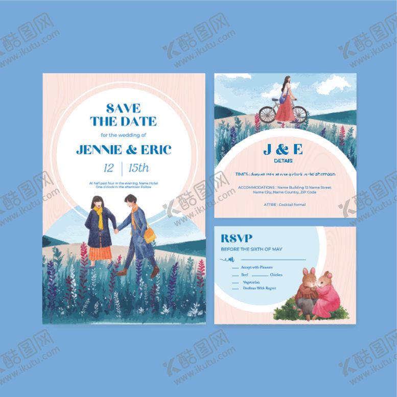 编号：15825110071920164193【酷图网】源文件下载-梦幻婚礼邀请函设计模板