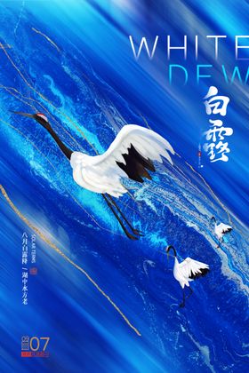 白露时节双鹤舞于蓝空