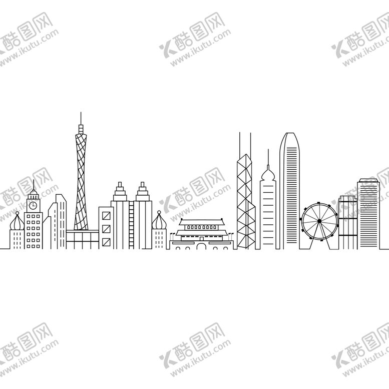 编号：86468601251103208068【酷图网】源文件下载-各地城市建筑线描