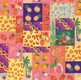 多彩水果花卉拼接图案
