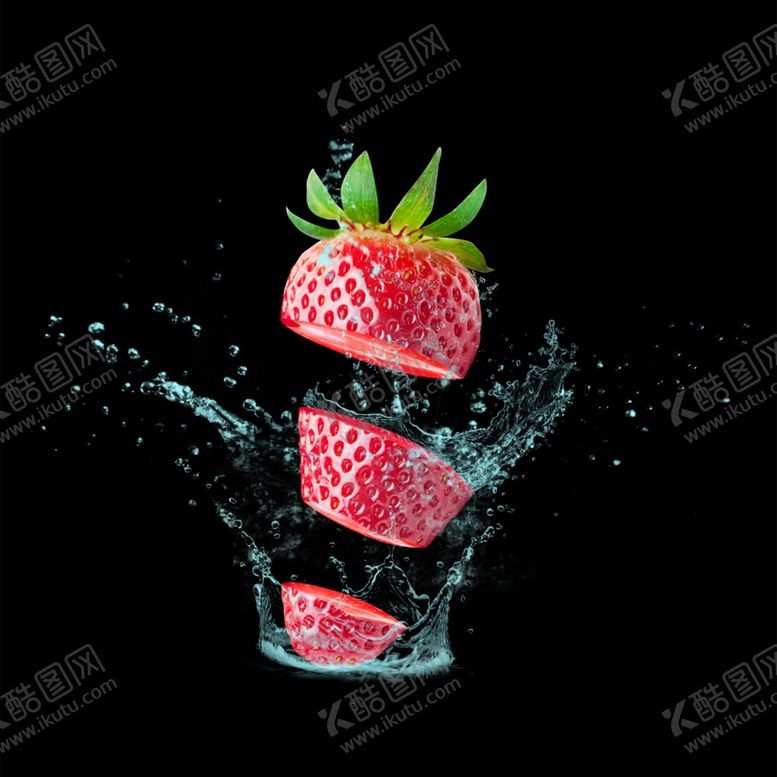 编号：57830709210615021705【酷图网】源文件下载-免抠图水花四溅的草莓