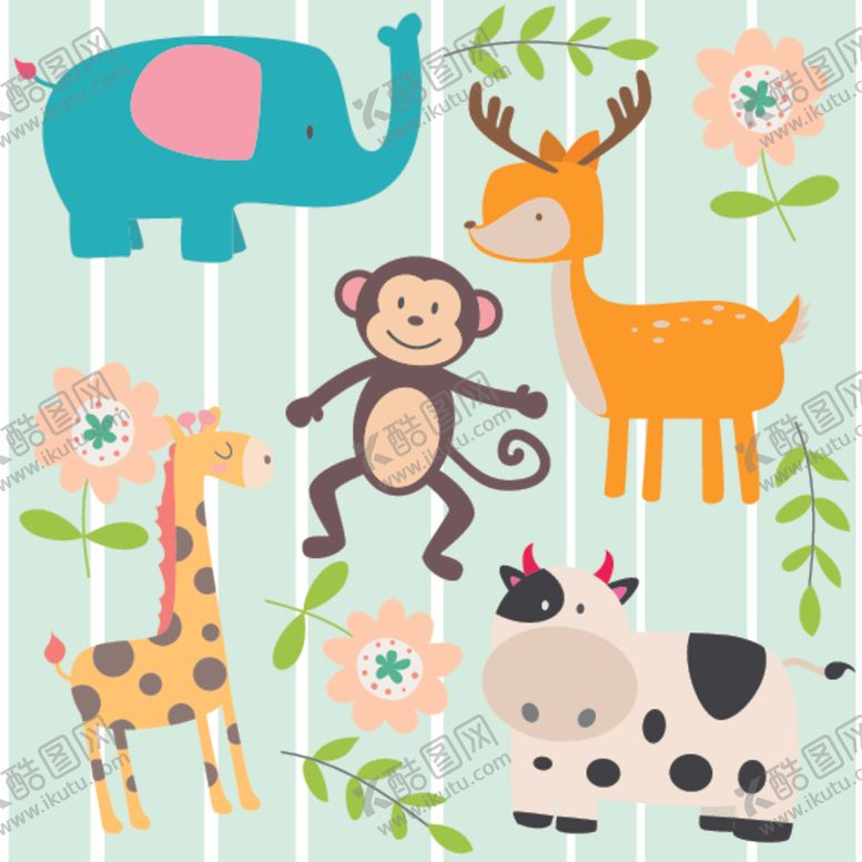 编号：63878510302230026486【酷图网】源文件下载-动物主题矢量插画背景