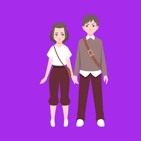 手绘情侣恋人卡通爱男女
