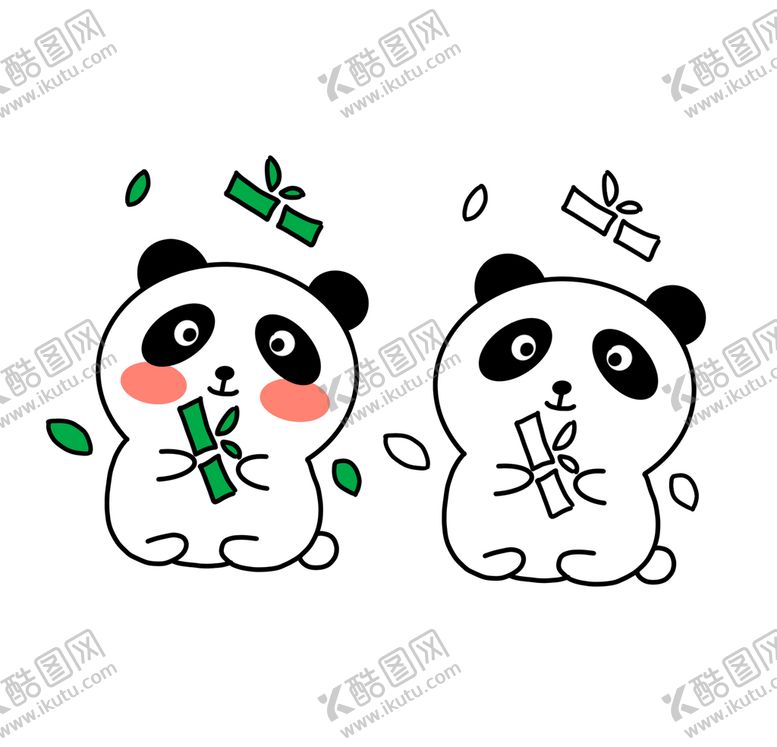 编号：79342010101218494875【酷图网】源文件下载-卡通手绘熊猫吃竹子