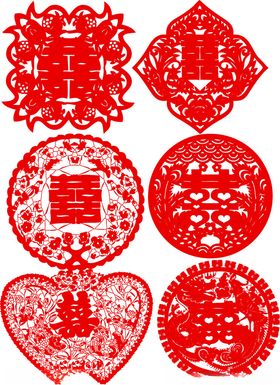 传统喜庆红色剪纸图案