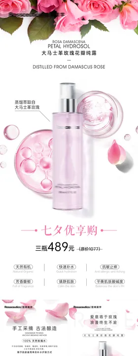 玫瑰成分护肤品宣传系列海报