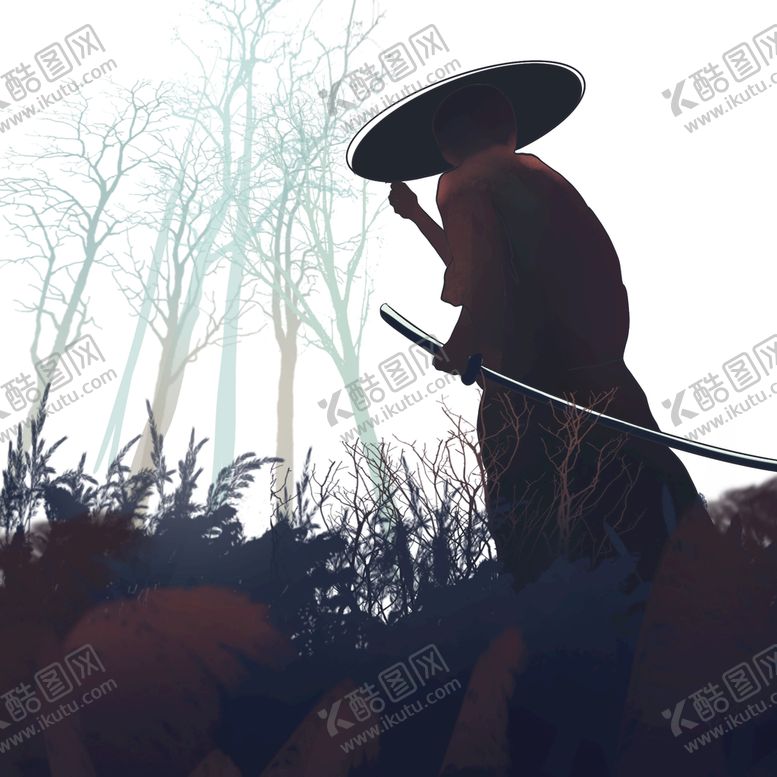 编号：13294809131829266348【酷图网】源文件下载-武侠水墨人物画  抽象无框画装饰画