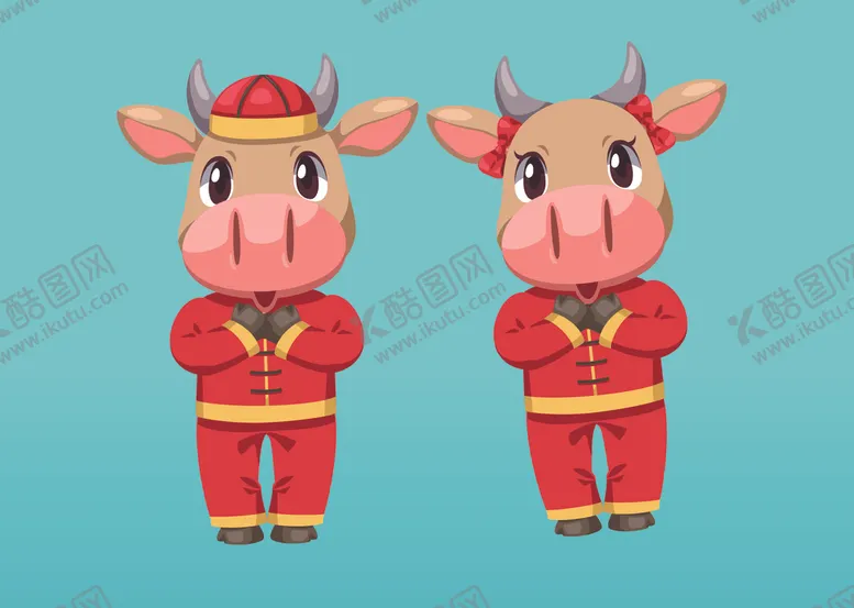 编号：47293305120500388317【酷图网】源文件下载-卡通牛拜年