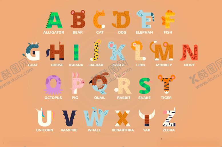 编号：15538404050906213325【酷图网】源文件下载-多彩创意英文字母展示