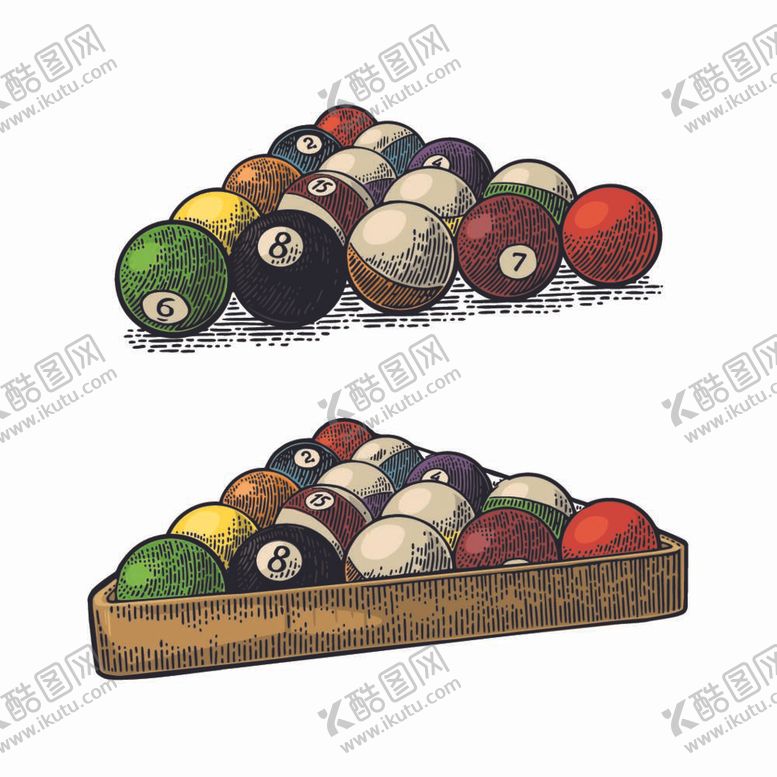 编号：39404910152121486973【酷图网】源文件下载-矢量卡通手绘台球
