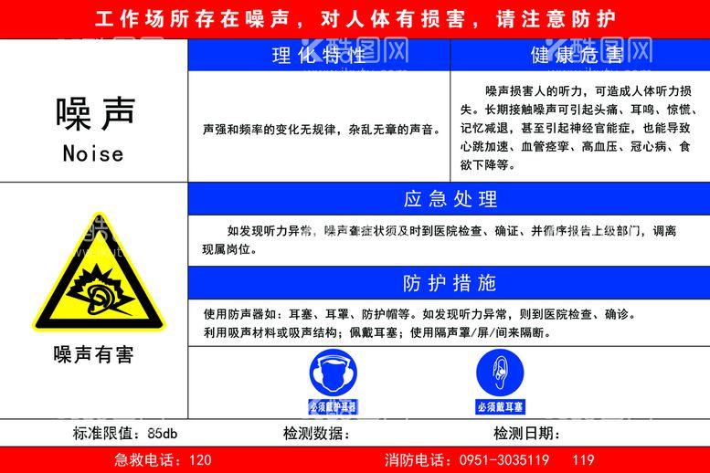 编号：35414210180604501032【酷图网】源文件下载-噪声危害告知卡