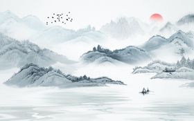 水墨画家装背景