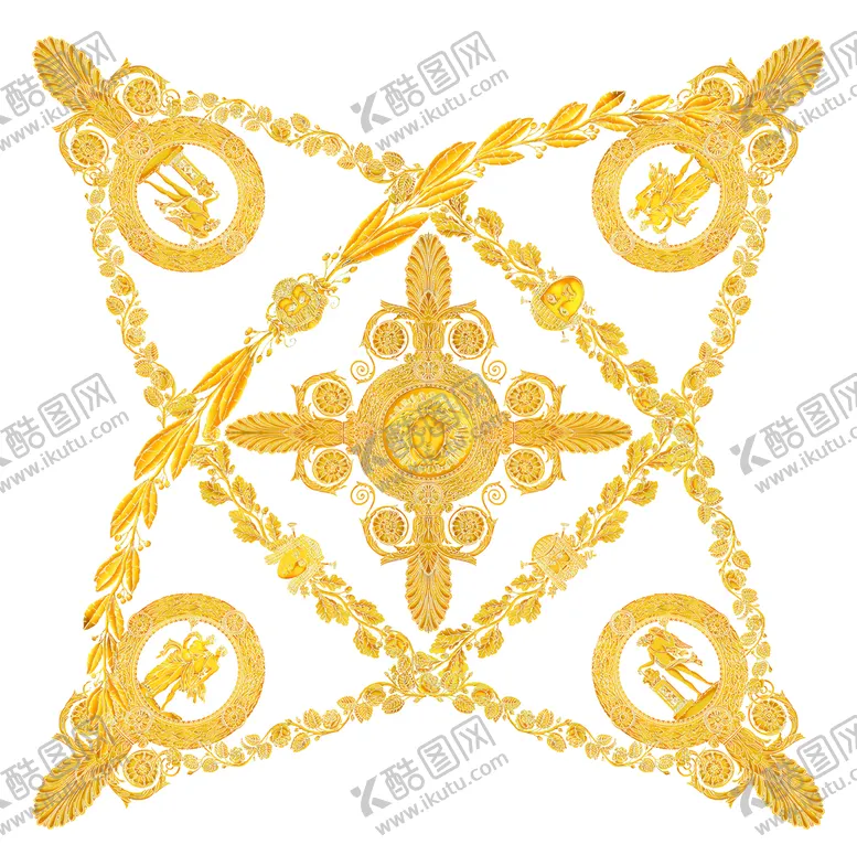 编号：32647809140218126972【酷图网】源文件下载-巴洛克花纹图腾大牌方巾
