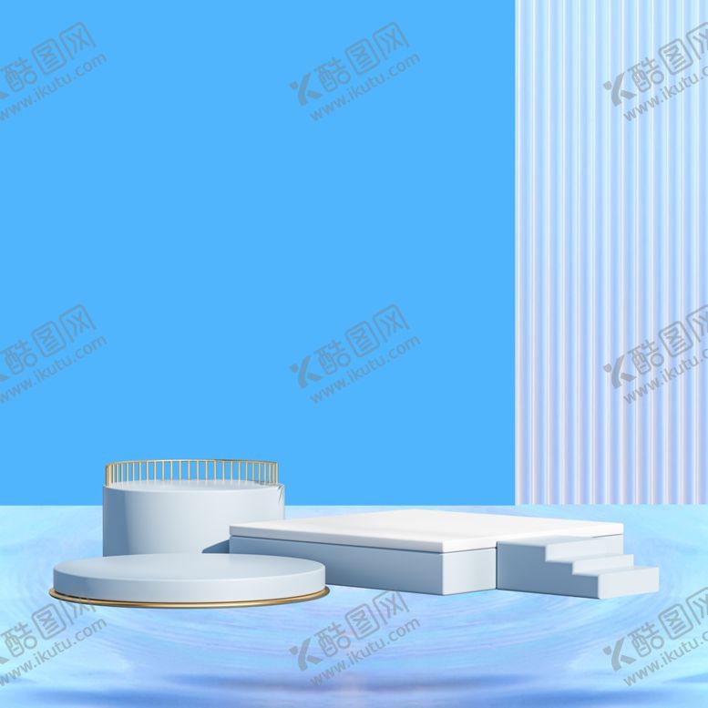 编号：52470909261318241076【酷图网】源文件下载-蓝色展台简约展台背景