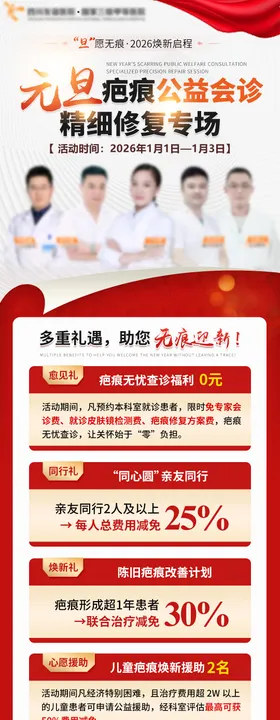 疤痕会诊红色海报