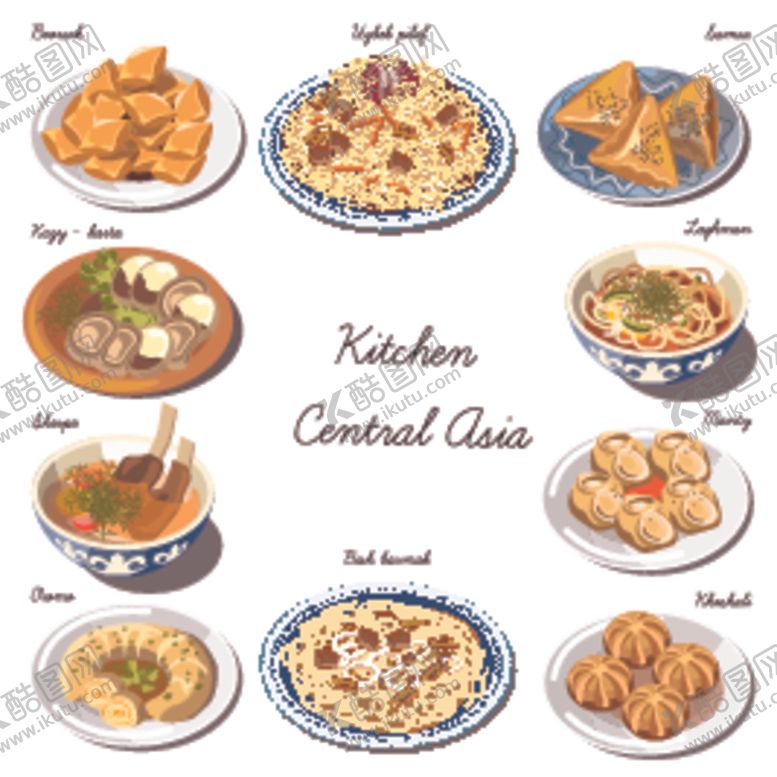 编号：85836110281118312752【酷图网】源文件下载-手绘西餐美食