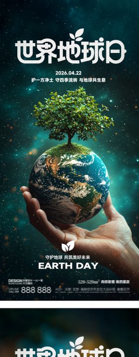 世界地球日保护环境绿色家园公益海报