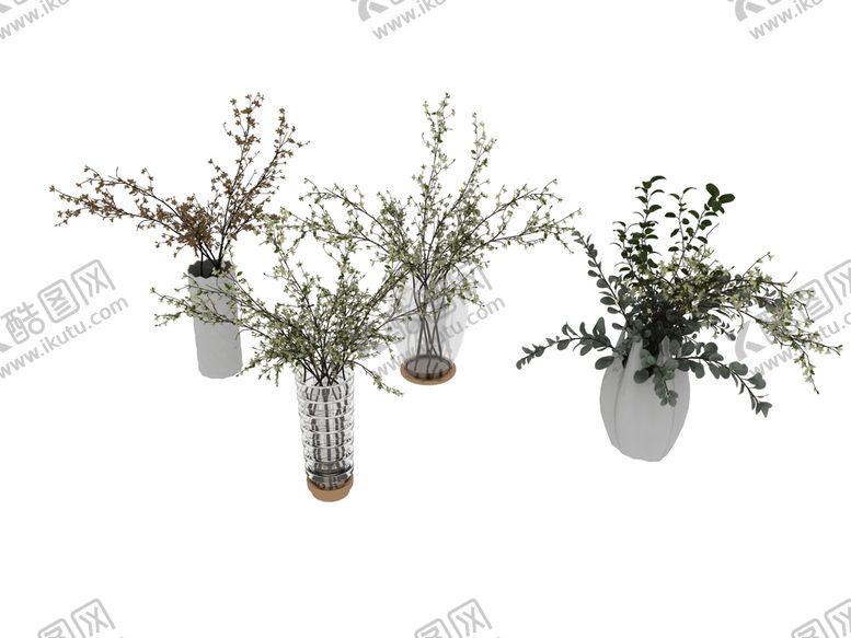编号：76035910281542337322【酷图网】源文件下载-花艺花瓶组合3d模型