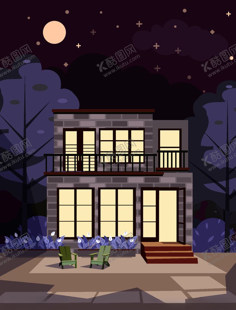 编号：33537810310905161556【酷图网】源文件下载-创意夜晚私人住宅