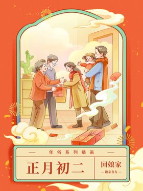 正月初二新年插画