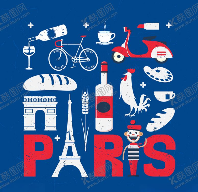 编号：54092309242255371580【酷图网】源文件下载-巴黎红蓝白复古法国