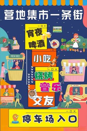 夏季露营创意集市海报