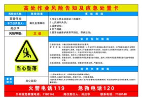 高处作业风险告知及应急处置卡