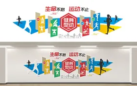 体育运动健身标语装饰文化墙