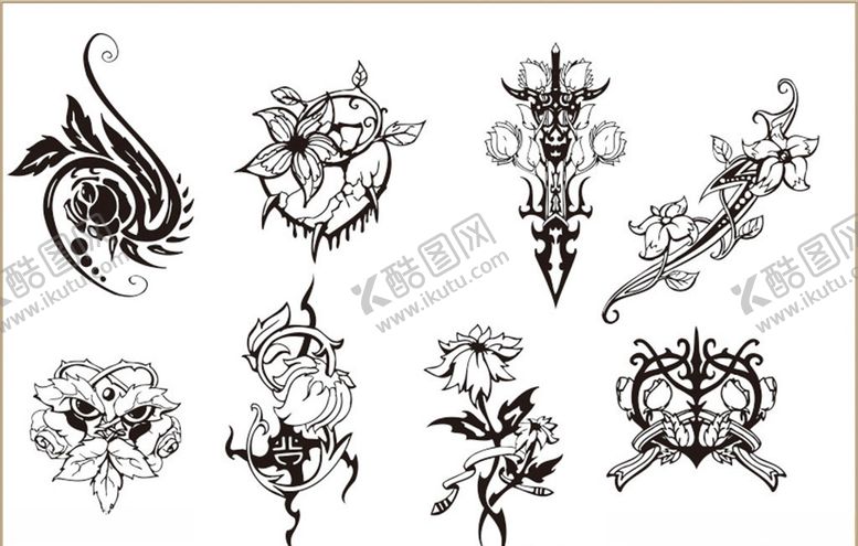 编号：25914609260913276823【酷图网】源文件下载-鲜花花纹矢量花卉树叶藤蔓