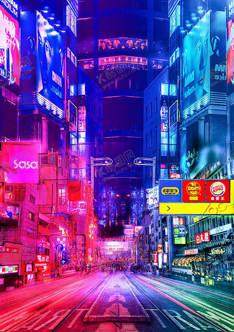 编号：59700303142225478173【酷图网】源文件下载-炫彩赛博朋克风背景图
