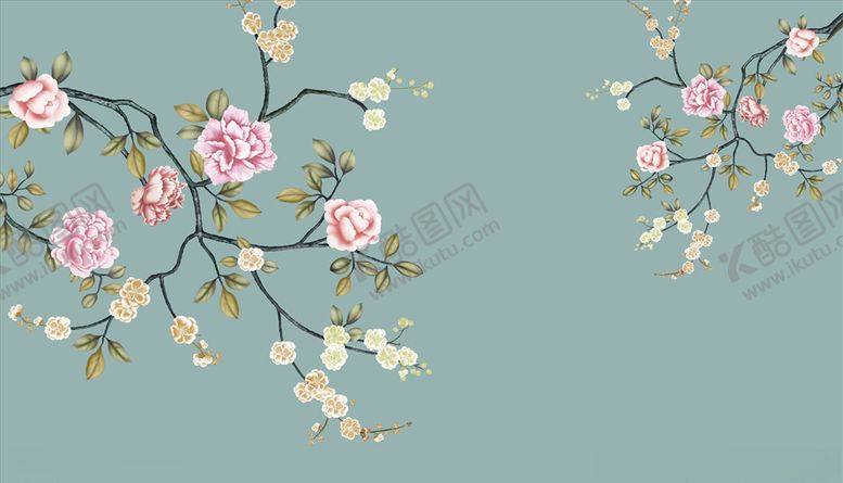 编号：46206605020449183335【酷图网】源文件下载-浮雕花牡丹袁兰花背景墙