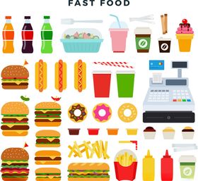 多样快餐食品图标集合