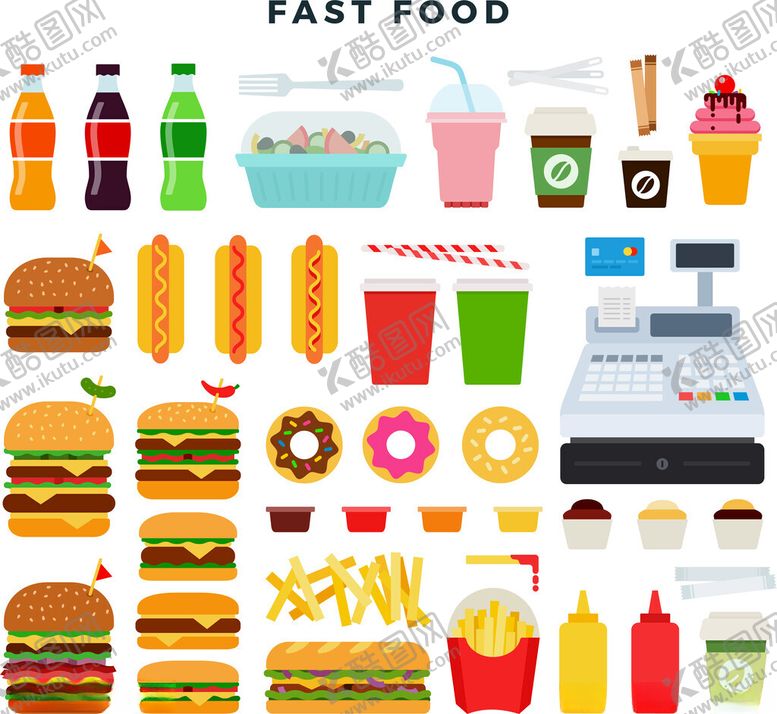 编号：22800811212005331494【酷图网】源文件下载-多样快餐食品图标集合