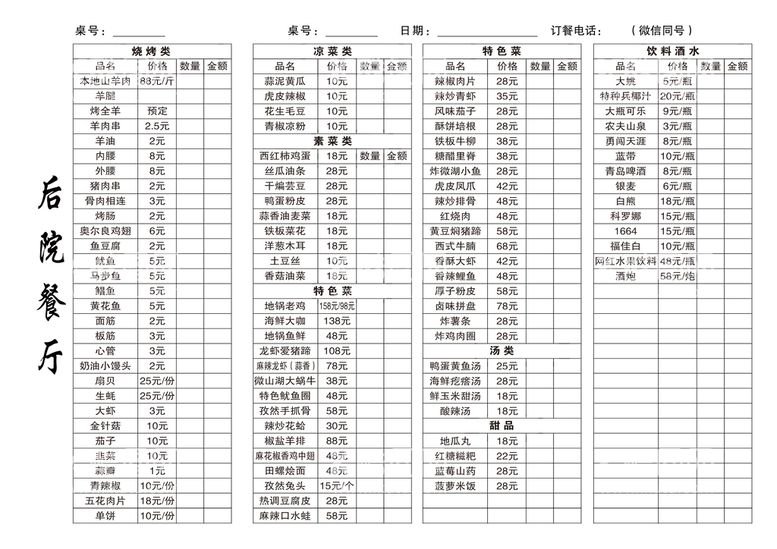 编号：65084309271743319023【酷图网】源文件下载-烧烤菜单