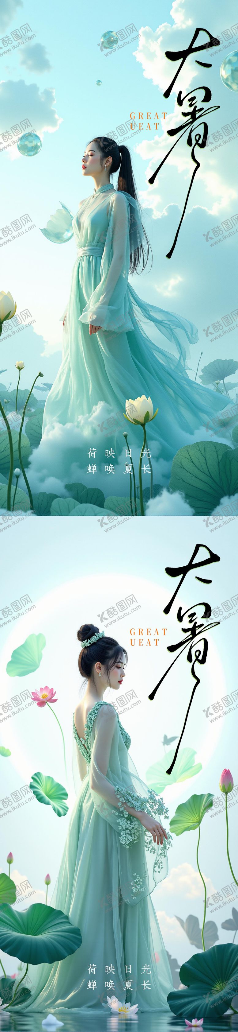 编号：89861207152209525556【酷图网】源文件下载-大暑小暑处暑节气节日海报