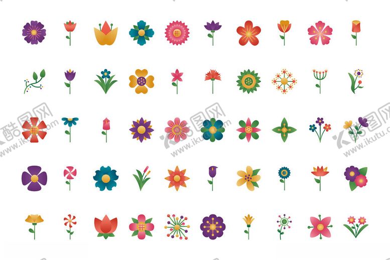 编号：80599604022335431690【酷图网】源文件下载-多彩花卉装饰图案集合
